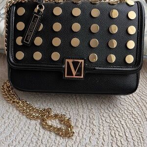 PINK Victoria's Secret Black and Gold Crossbody Bag